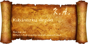 Kubinszky Árpád névjegykártya